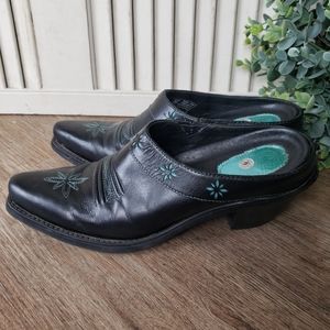 Ariat Desert Star Black Turquoise Mules Size 6